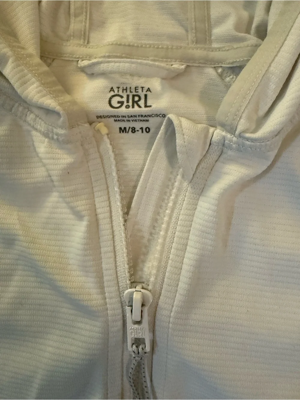 Athleta Girl White Zip UPF Hoodie, M
